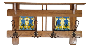 Art Nouveau Wall Coat Rack with Tiles