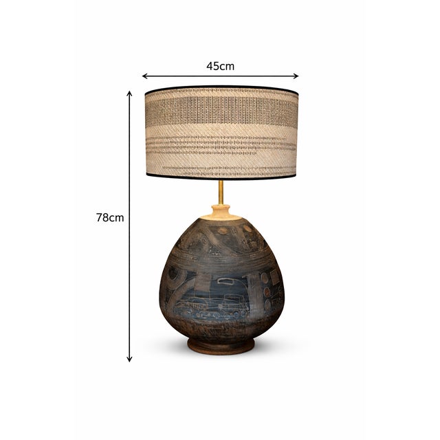 Large Glazed Sgraffito Terracotta Lamp Base, 1900s For Sale - Image 5 of 6