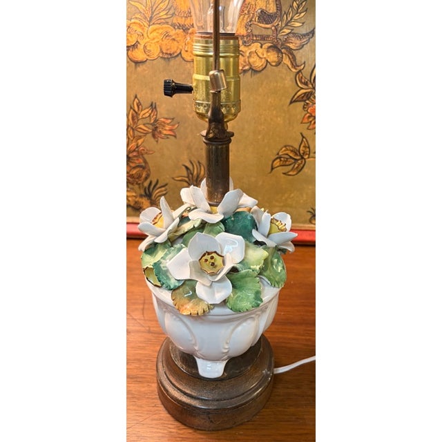 Early Italian Porcelain Floral Lamp in the Manner of Capodimonte For Sale - Image 9 of 10