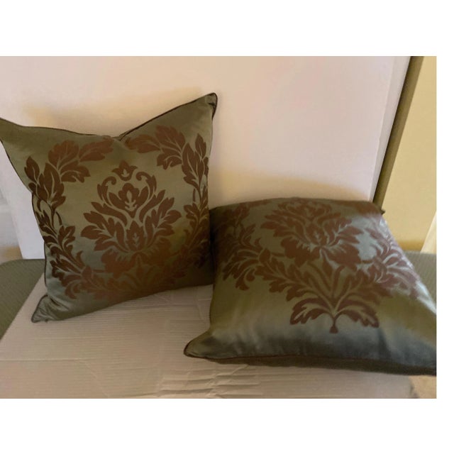 Silk Damask Accent Pillows - A Pair For Sale - Image 4 of 6