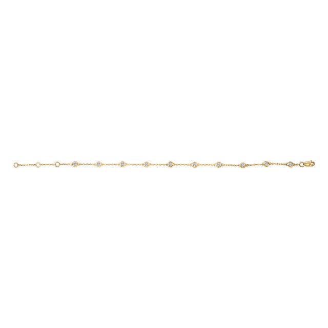 Contemporary 14K Yellow Gold 1/2 Cttw Bezel Set Lab Grown Diamond Station Bracelet For Sale - Image 3 of 5