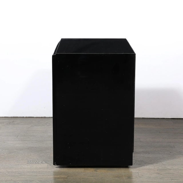 Black Mid-Century Ebonized Walnut & Nickel X Form Pull Nightstands by Paul Frankl For Sale - Image 8 of 12