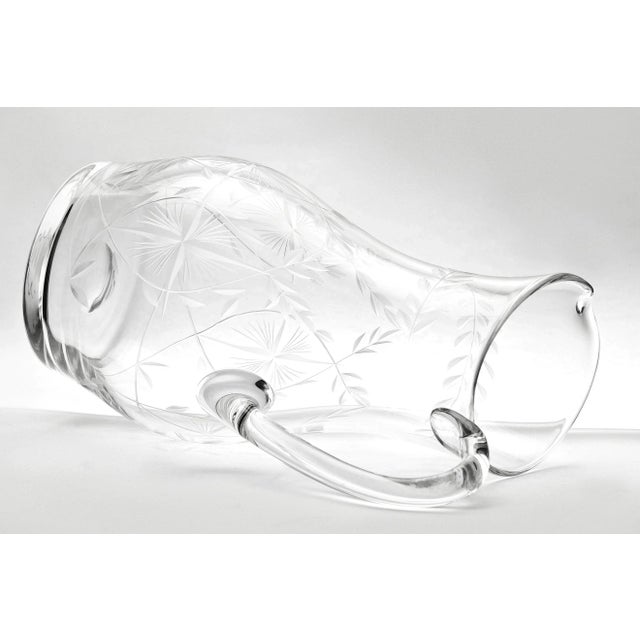 Graceful Cut Crystal Water Pitcher For Sale - Image 4 of 5