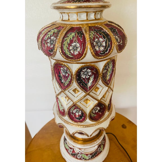 Ceramic Antique Italian Cantagalli Daliso Lustro Handpainted Lamp For Sale - Image 7 of 8