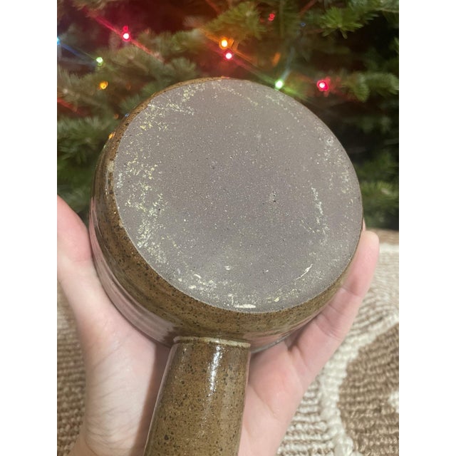 Vintage glazed stoneware French onion soup crock with matching vented lid, finished in a warm brown speckled glaze....