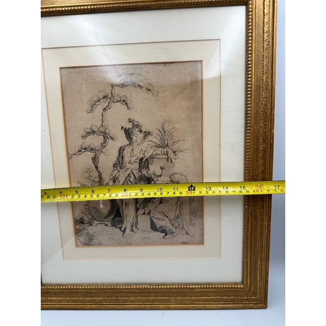 Wood Antique 18th C Francois Boucher Chinese Engraving P Aveline Huquier Framed For Sale - Image 7 of 14