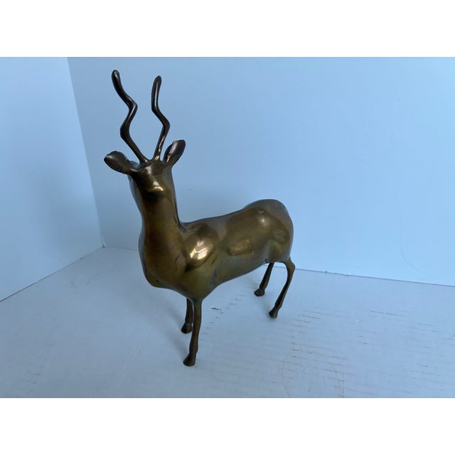 Vintage Mid-Century Modern Brass Antelope / Gazelle Figurine For Sale - Image 10 of 14
