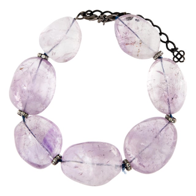 2000s Oscar De La Renta Necklace Choker Amethyst Large Smooth Tumble Beads Signed For Sale