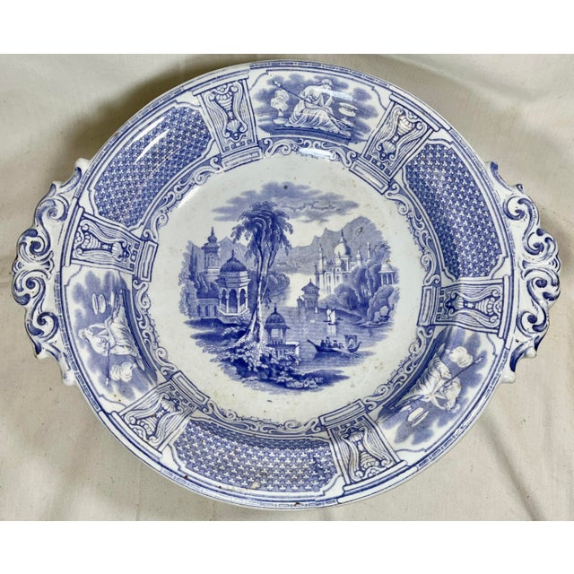 Antique 2 Handled Footed Fruit Bowl /Tazza In a Lavender Neoclassical Bosphorus Pattern Made in England - Circa 1860....