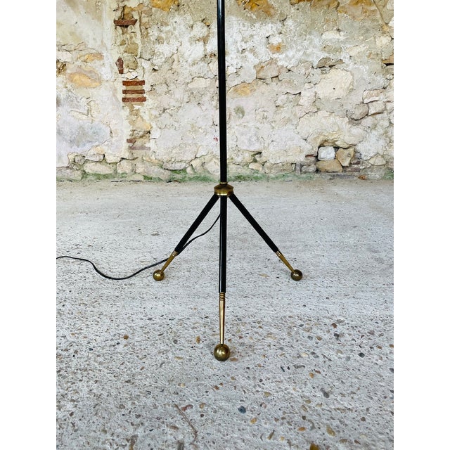 Vintage Floor Lamp with Gilded Brass Decor on Tripod Legs, 1960s For Sale - Image 16 of 18