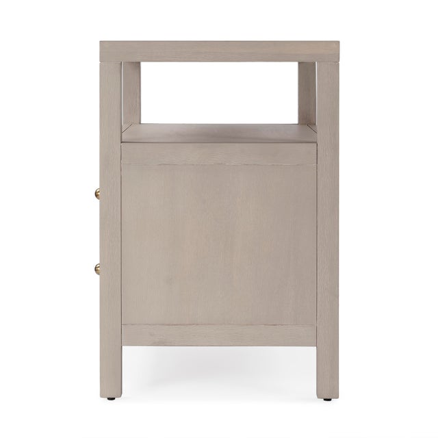 Beige Nora 28 in. W Rectangular 2 Drawer Wide Nightstand with Open Shelf, Antique Taupe For Sale - Image 8 of 11