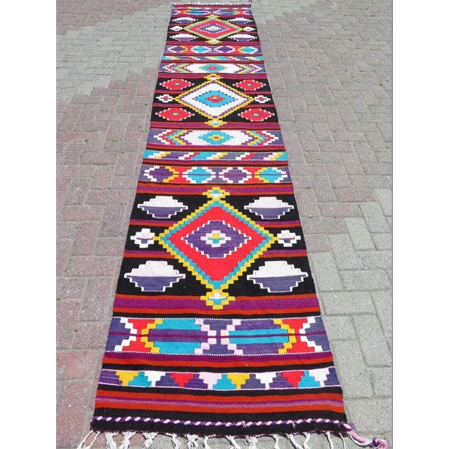 1960s Colorfull Vintage KIlim Runner - 30"x149" For Sale - Image 13 of 13