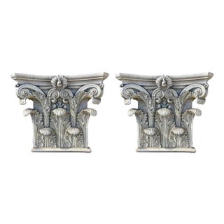 Corinthian Column Capitals Antique Terracotta - A Pair For Sale