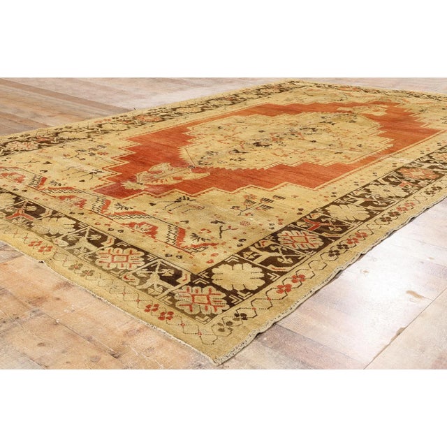 Terra Cotta Vintage Turkish Oushak Rug - 07'06 X 11'10 For Sale - Image 8 of 10