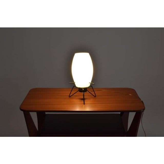 Mid-Century Modern 1950's Glass & Metal Table Lamp For Sale - Image 3 of 9