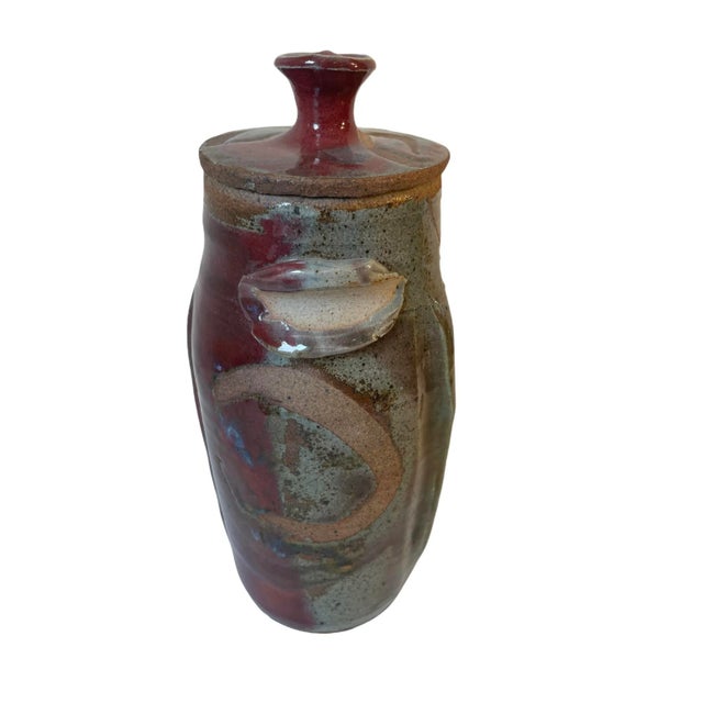 Mid-Century Artisan Ceramic Glazed Lidded Vessel Singed For Sale - Image 11 of 13