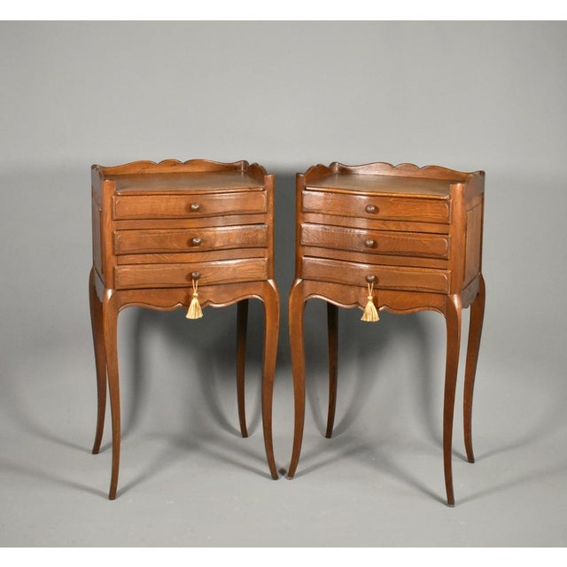 Mid-Century Modern Vintage French Oak Bedside Tables, 1950s, Set of 2 For Sale - Image 3 of 16