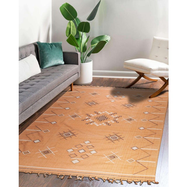 4x6 Fiona Penelope Coral Geometric Modern Flatweave Carpet Rug For Sale - Image 4 of 7