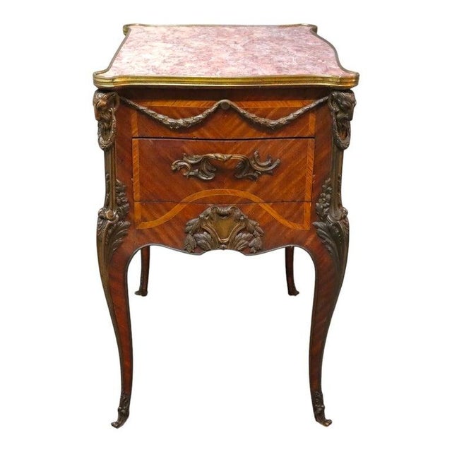 19th Century Linke Inspired French Marquetry Marble Top Table With Bronze Mounts 19thC For Sale - Image 5 of 17