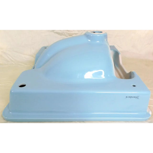 1965 Vintage Unused "Standard" Regency Blue Vitreous China Rectangle Drop-in Sink For Sale - Image 13 of 15