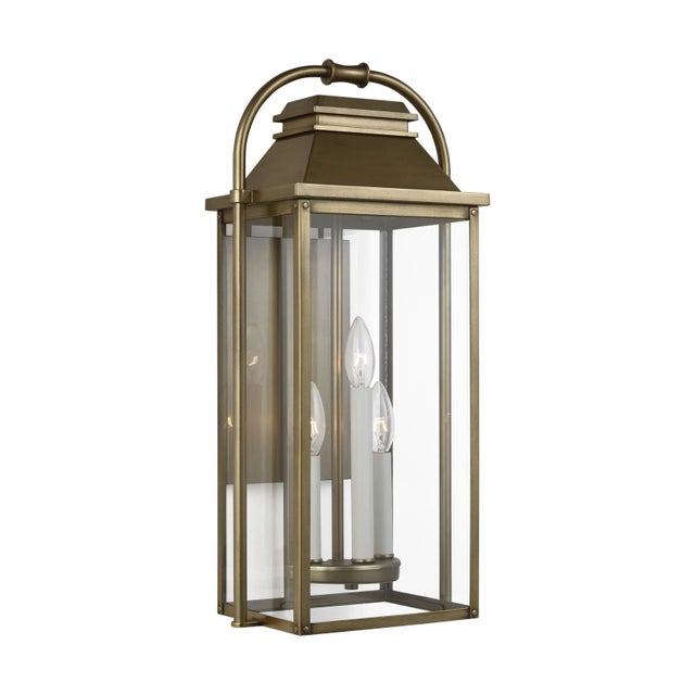Sean Lavin by Visual Comfort Studio Wellsworth Medium Lantern, Painted Distressed Brass For Sale In Greenville, SC - Image 6 of 6