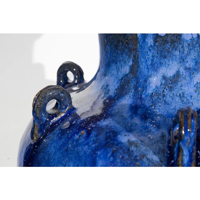 Vintage Blue Glazed Garden Urn For Sale - Image 10 of 11