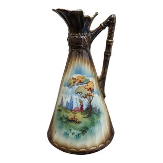 Antique Czechoslovakian Porcelain Ewer Pitcher Vase For Sale