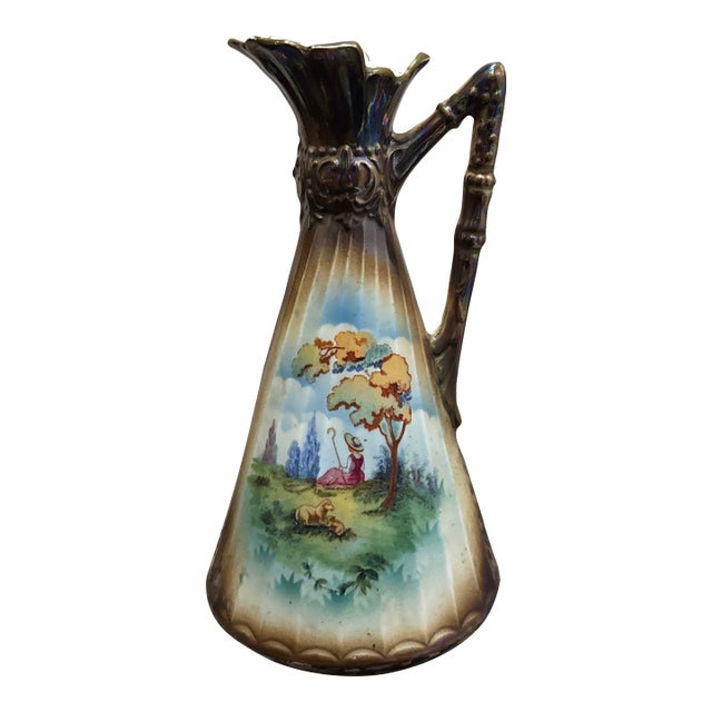 Antique Czechoslovakian Porcelain Ewer Pitcher Vase For Sale