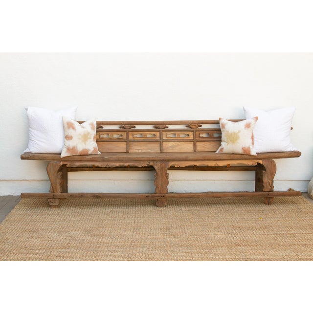 Rare 18th Century Oxidized Elm Theater Bench For Sale - Image 17 of 17