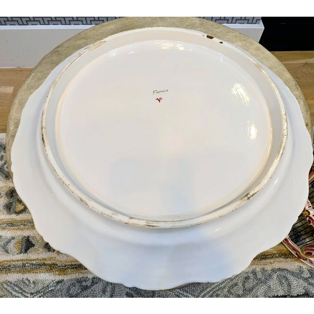 Large French Rococo Hand-Painted Porcelain Bird Cage With Original Floral Tray & Bird For Sale - Image 16 of 17
