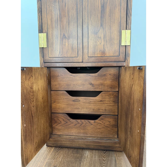 1970s Henredon “Scene One” Campaign Style Oak Armoires For Sale - Image 9 of 18