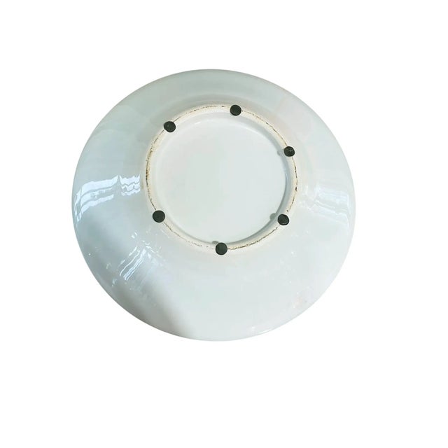 Ceramic Vintage Large Hand-Carved Circular Celadon Vase 16.5" D For Sale - Image 7 of 7