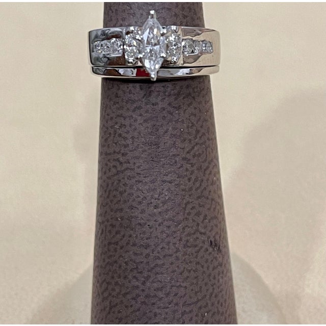 Approximately 0.75 Carat Diamond Engagement Ring/Band 14 Karat White Gold For Sale - Image 17 of 18