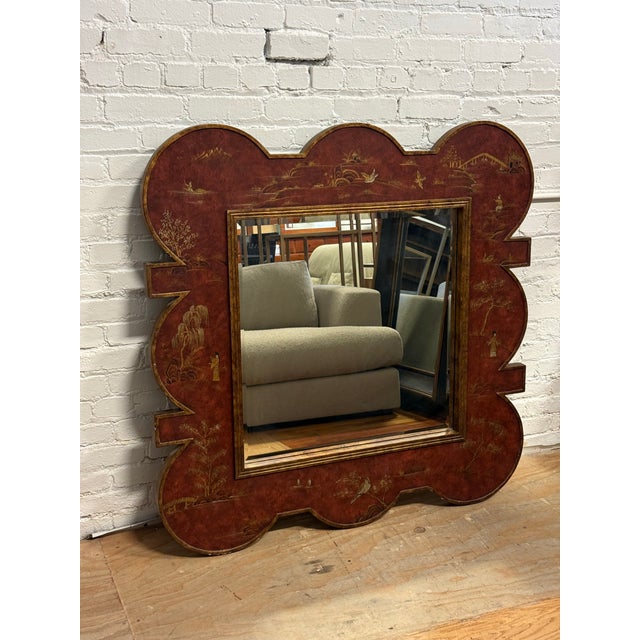 Chinoiserie Lacquer Wall Mirror, Late 20th Century For Sale - Image 9 of 12