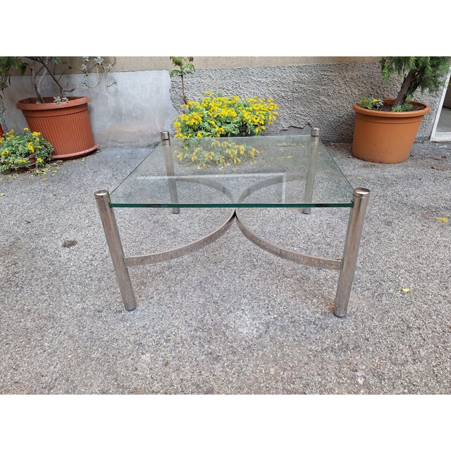 Coffee Table in Chrome with Glass Top, 1970s For Sale - Image 9 of 15