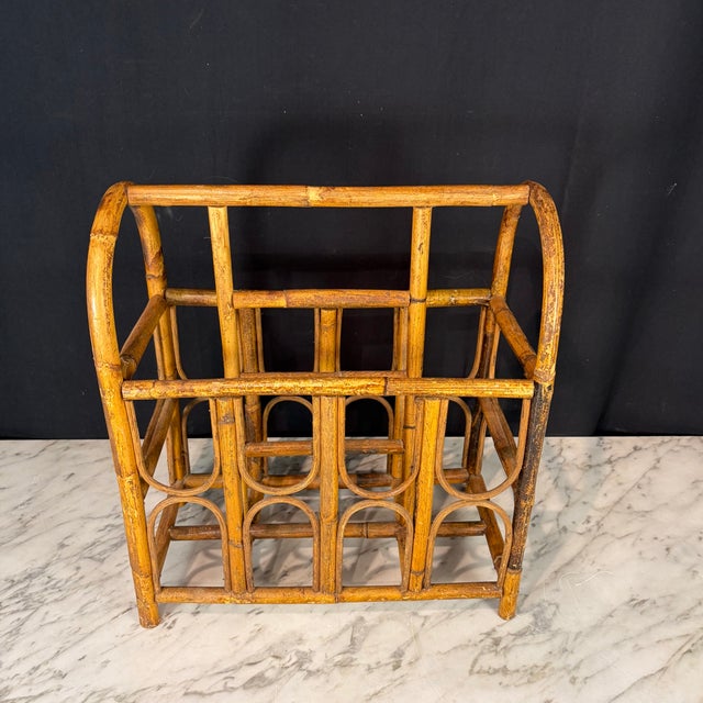 1990s British Style Burnt Bamboo Magazine Rack For Sale - Image 5 of 8