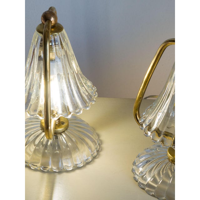 Mid-Century Murano Glass Bedside Lamps from Barovier & Toso, 1950s, Set of 2 For Sale - Image 12 of 13