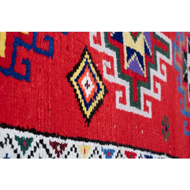 Ruby Red Vintage Colorful Kurdish Herki Runner Rug 2'5" X 12'1" For Sale - Image 8 of 13