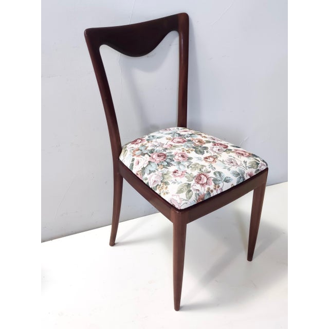 Dining Chairs with Beech Frame and Linen Patterned Fabric attributed to Carlo Enrico Rava, 1950s, Set of 4 For Sale - Image 6 of 13