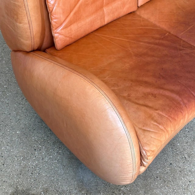 Fiftyish Wingback Leather Sofa by Vladimir Kagan for American Leather For Sale In Chicago - Image 6 of 12