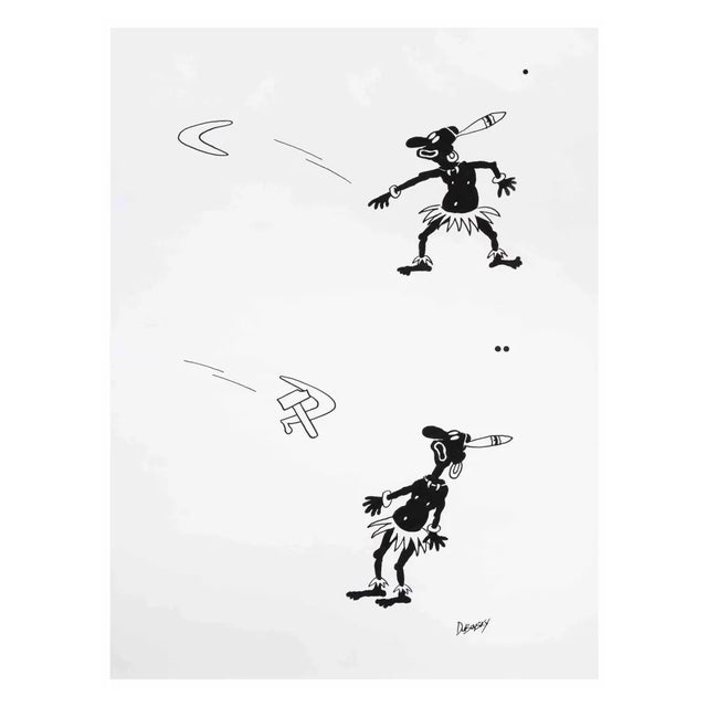 Alexander Dubovsky, Tribal Boomerang, Watercolor & Ink, 1980s For Sale