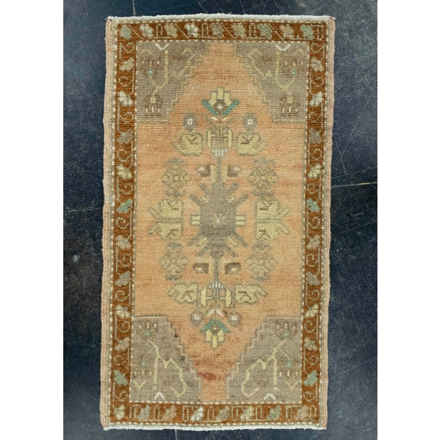 Brown Turkish Mini Rug Oriental Hand Knotted Vintage Rug 1'7" x 2'10" #16528 For Sale - Image 8 of 8