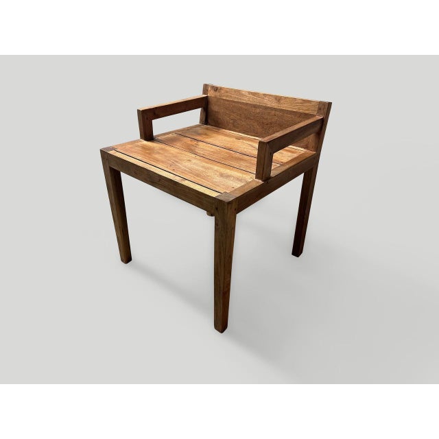 Andrianna Shamaris Minimalist Teak Wood Chair For Sale - Image 4 of 5