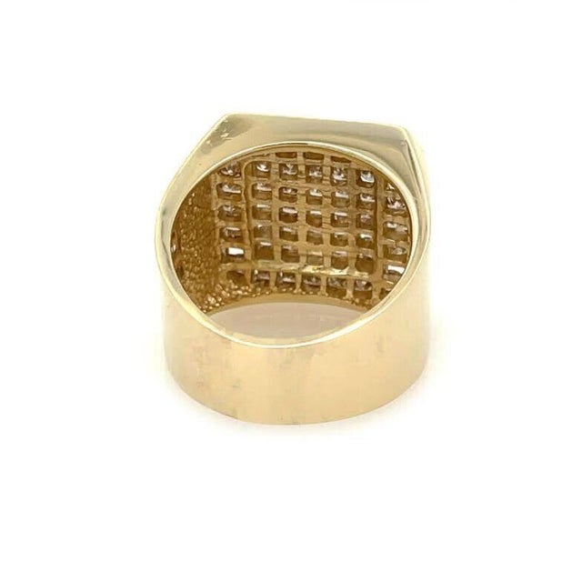 Contemporary Double Square Top 4ct Natural Diamond 14k Gold Heavy Men's Ring Size 11 For Sale - Image 3 of 6