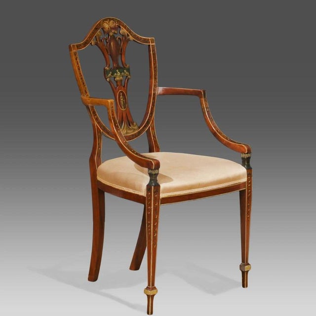19th Century Antique 19th Century Sheraton Painted Satinwood Armchair, 1890 For Sale - Image 5 of 8