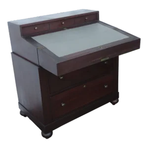 1800s Empire Solid Mahogany Secretary Desk Cabinet With Drawers