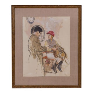 "The Jockey Scale" Watercolor by Henry Koehler (1927-2019) For Sale