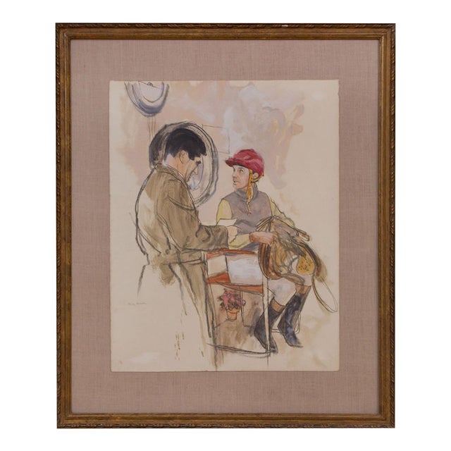 "The Jockey Scale" Watercolor by Henry Koehler (1927-2019) For Sale