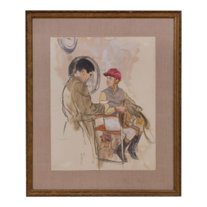 "The Jockey Scale" Watercolor by Henry Koehler (1927-2019)