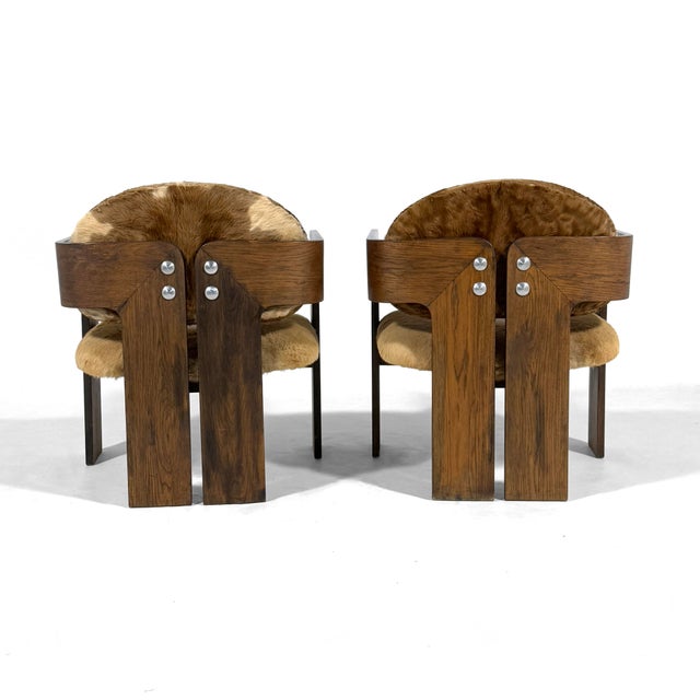 Brown Pair of Italian Lounge Chairs Attributed to Tobias Scarpa For Sale - Image 8 of 13
